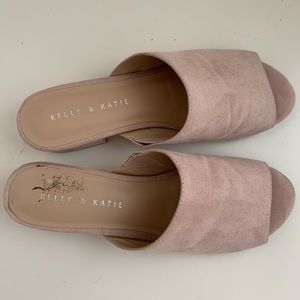 Kelly & Katie Pink Amour Square Heel Open Toe Slides